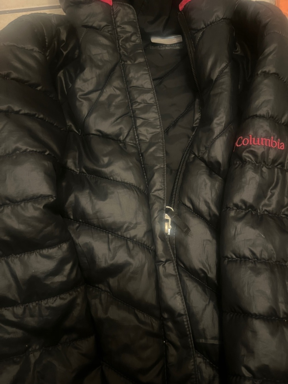 Columbia Black Jacket with Pink Logo Accent